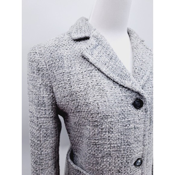 Talbot's Cotton Blend Tweed Coat Women's 10 Grey Metallic White Tweed Mid Length - Picture 5 of 9